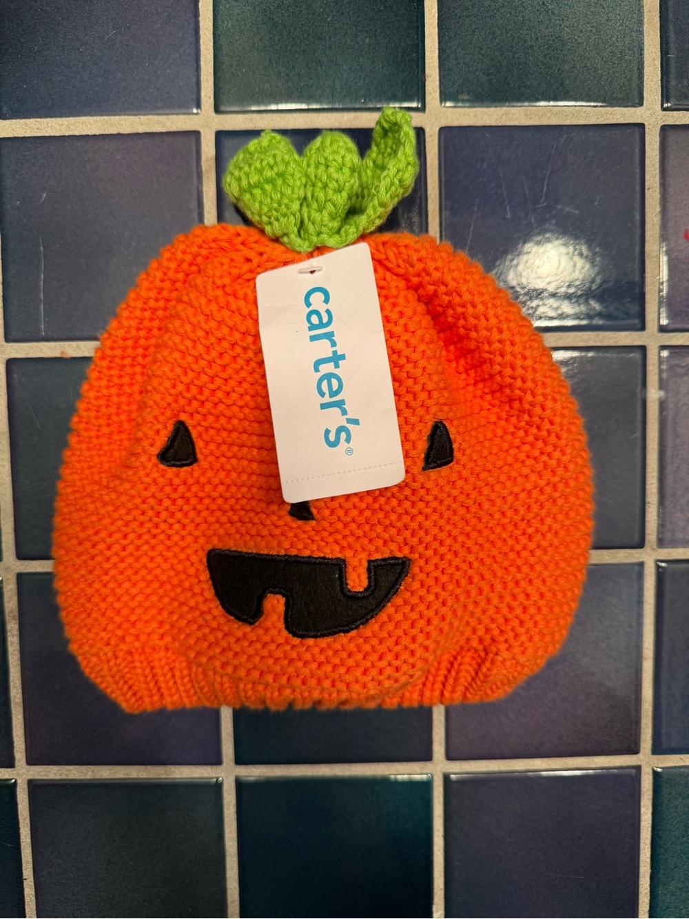 Carter's Orange Pumpkin Knit Beanie for Kids